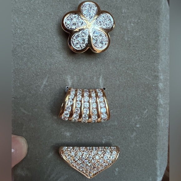 Nolan Miller Vintage Pave Slide Trio Women’s Pendant Enhancer Set - Picture 4 of 5